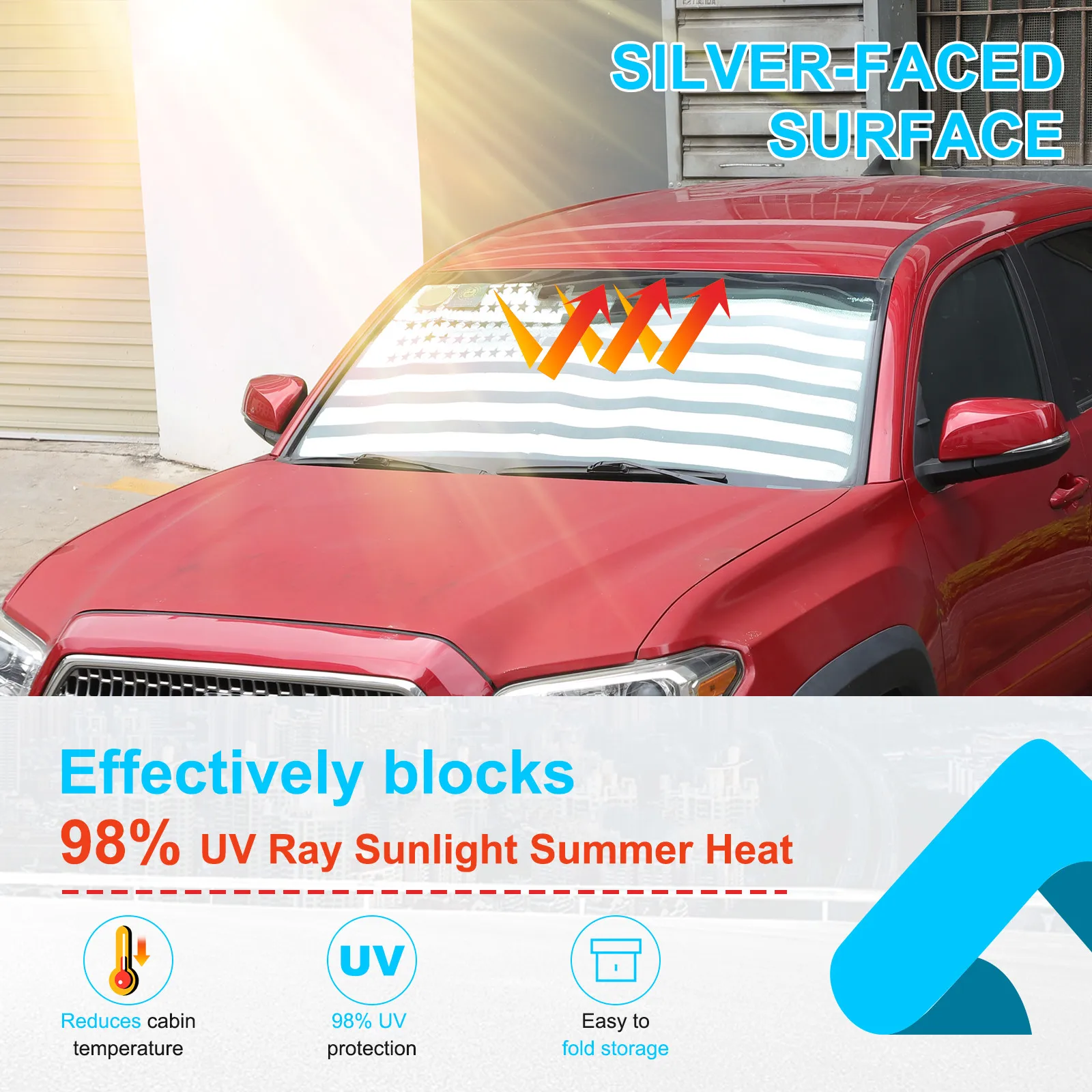 Aluminum foil Car Window Sunshade Front File Windshield Sunshade Sun UV Proof Protection Visor Trim For Toyota Tacoma 2006-2022