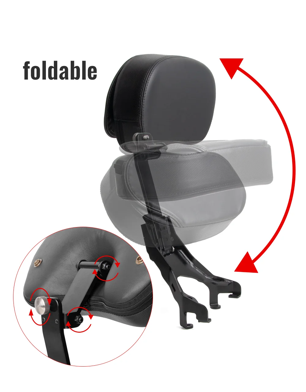 Panical Verstellbare Abnehmbare Fahrer- und Beifahrer-Rückenlehne Sissy Bar für Indian Challenger Pursuit Elite Dark Horse Limited 2020-2026 – Detail 4