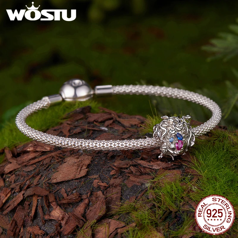 WOSTU 925 فضة العالم بطاقة التارو سحر قلادة للنساء ، الأصلي قوس قزح الخرز DIY صنع المجوهرات #3