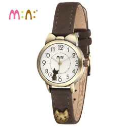 M:N: Brand Fashion Watch Ladies Luxury Hand-made 3D Cat Girls Gifts Quartz Wrist Watches Waterproof Clock for Women Reloj Mujer