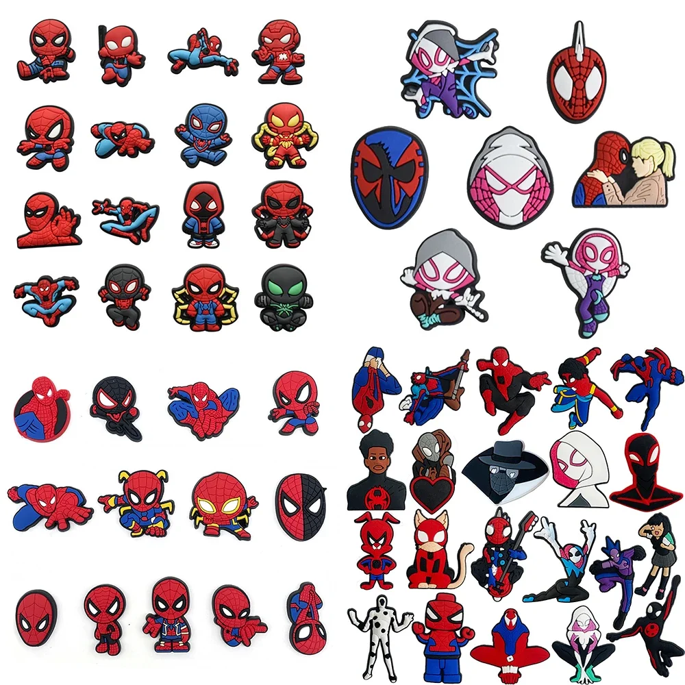 7-21 pièces/ensemble série Marvel super-héros Spider-Man ​ Breloques pour chaussures Coetoon, accessoires pour sabots classiques, décoration de chaussures, cadeaux pour enfants
