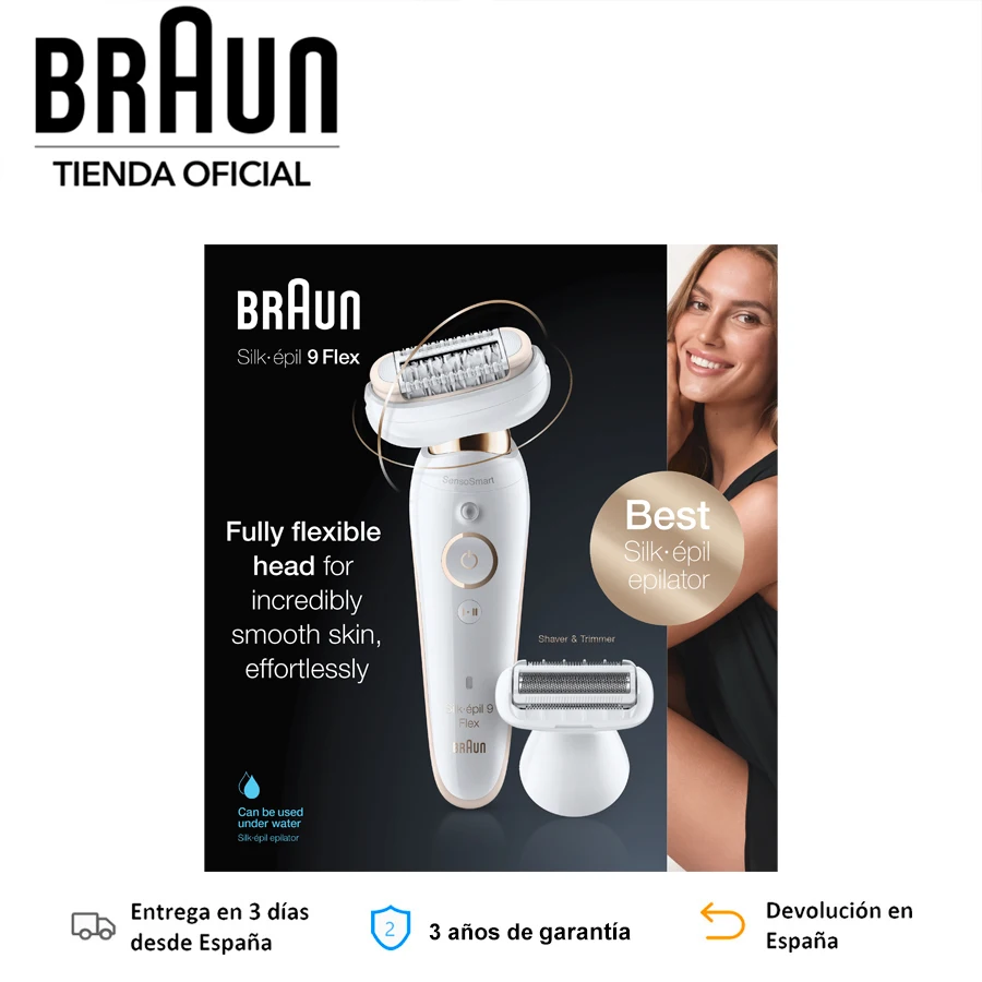 Braun Zijde-Épil 9002 Flex Nat & Droog, Vrouwelijke Elektrische Depilator, Flexibele Kop, Microgrip Pincet, druk Controle