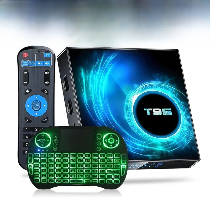 Smart-TV-Box T95 Android 10 Ethernet Dual-WLAN 2,4g & 5g Quad-Core-Unterstützung Av1 Google