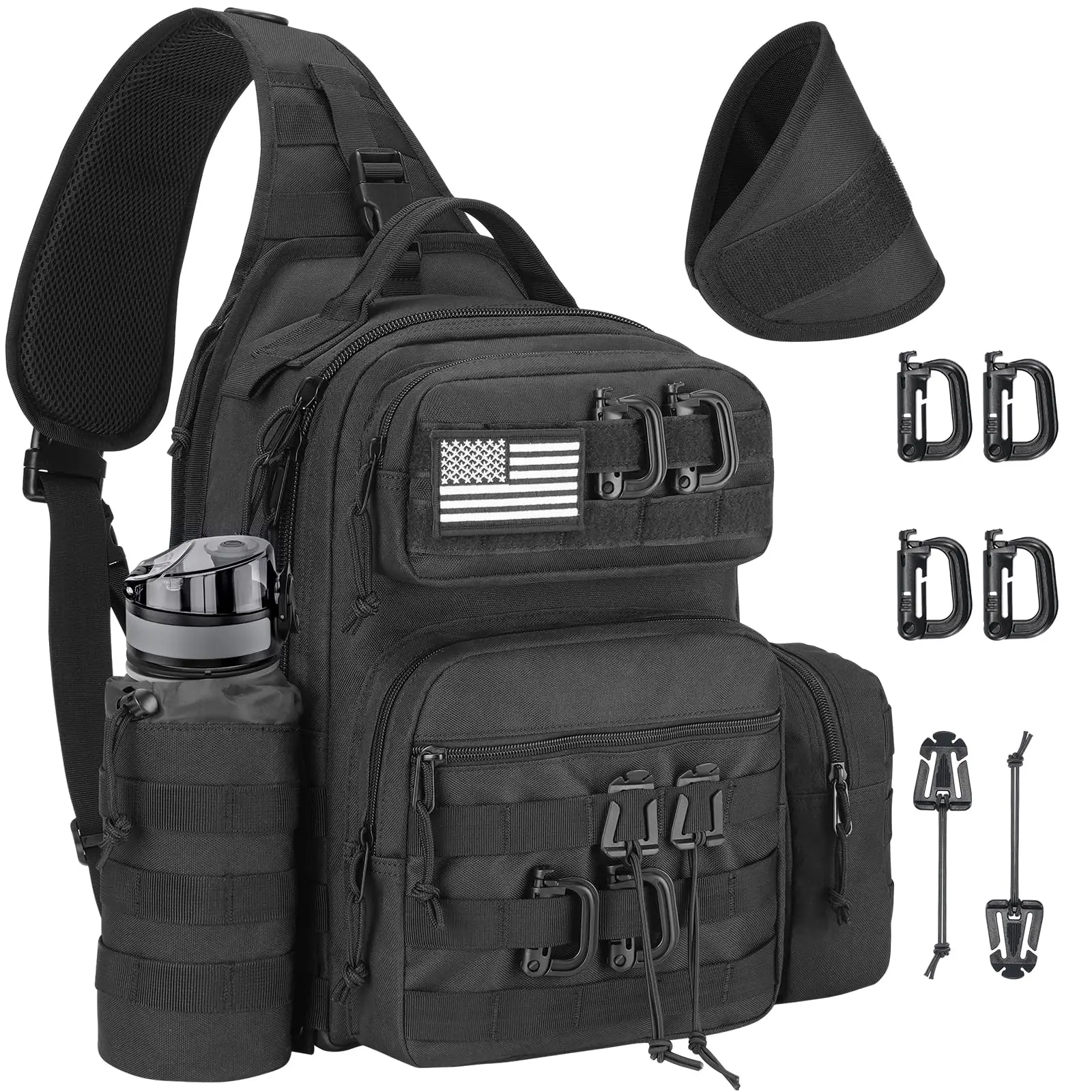 

CVLIFE Tactical Sling Bag Backpack for Men Military Shoulder Sling Bag Molle Army Assault Detachable Tactical Bag with Bottle Ho
