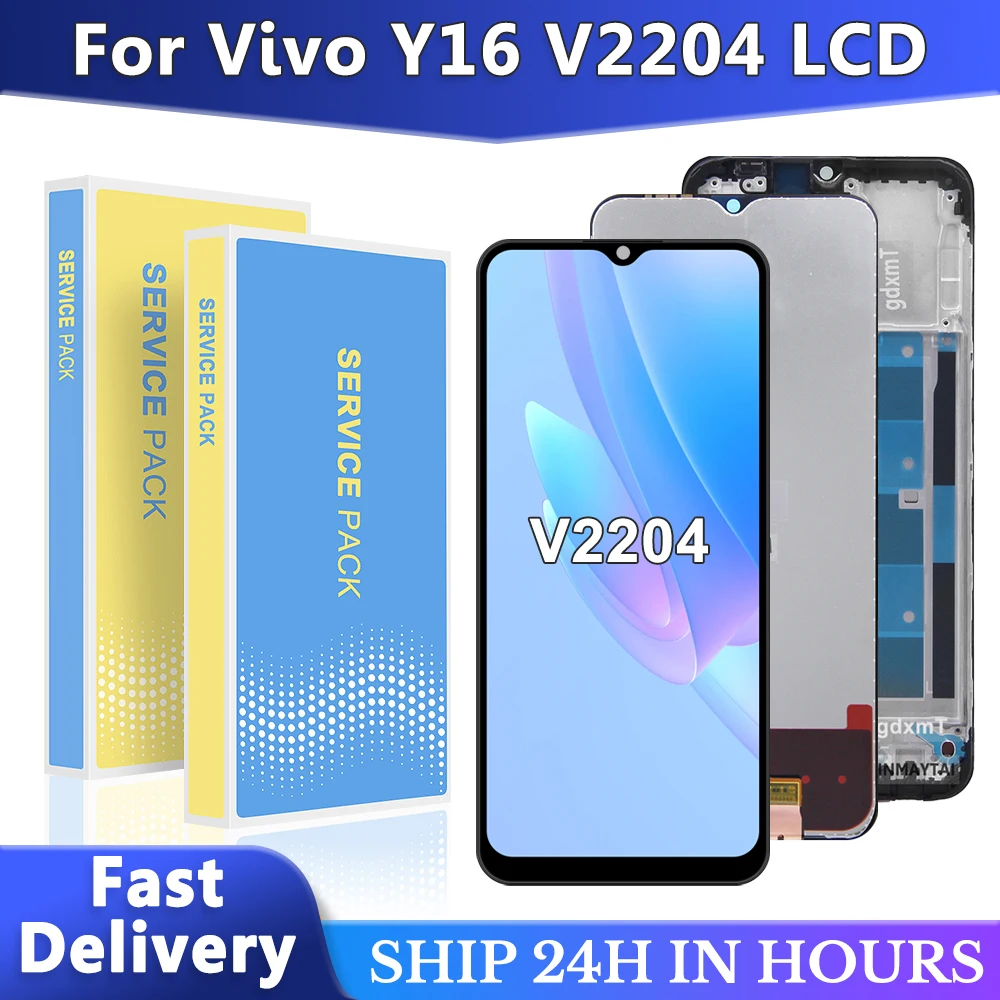 

ЖК-дисплей 6,51 дюйма для Vivo Y16, дисплей для vivo Y16, V2204, V2214, ЖК-дисплей с рамкой, запасные части