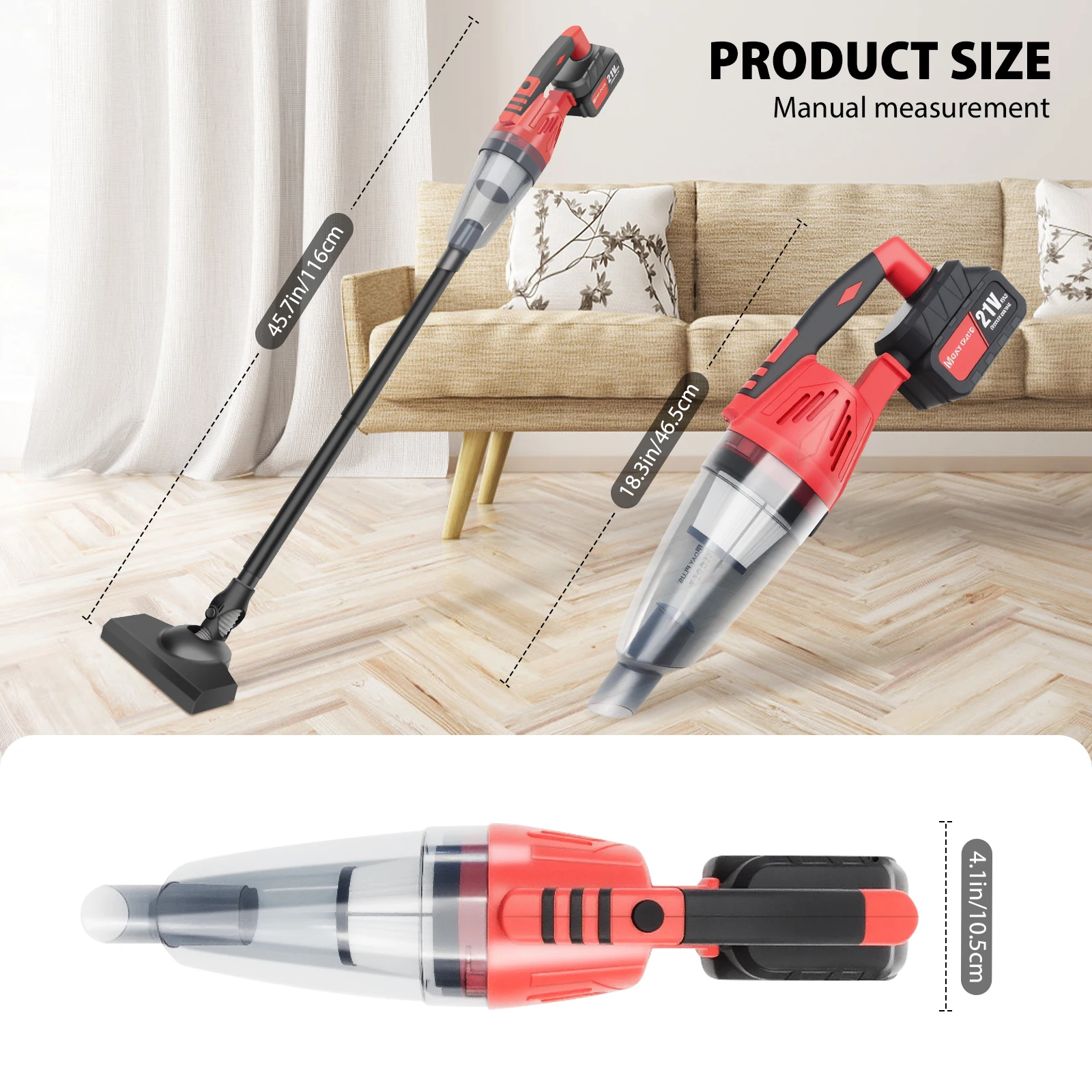 Aspirateur sans fil 5500PA, aspiration puissante, aspirateur à main multifonctionnel 2 en 1 avec filtre HEPA et lumière LED pour voiture, sol et maison, 1 ou 2 batteries en option