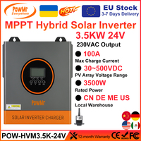 PowMr Hybrid Solar Inverters 3.5KW 24V Photovoltaic Device Hybrid Inverters 230VAC Max PV 500V Build in 100A MPPT Solar Charger