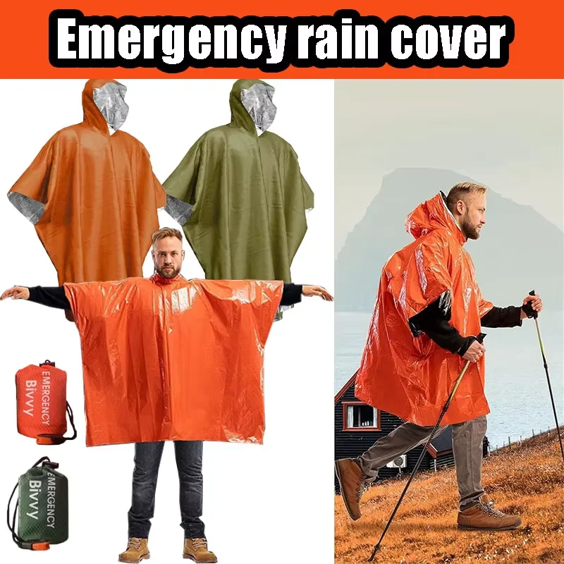 Notfall-Regenmäntel, Regenmäntel, wetterfeste Outdoor-Überleben und Campingausrüstung, Überlebenswerkzeuge, Thermodecken, Regenmäntel