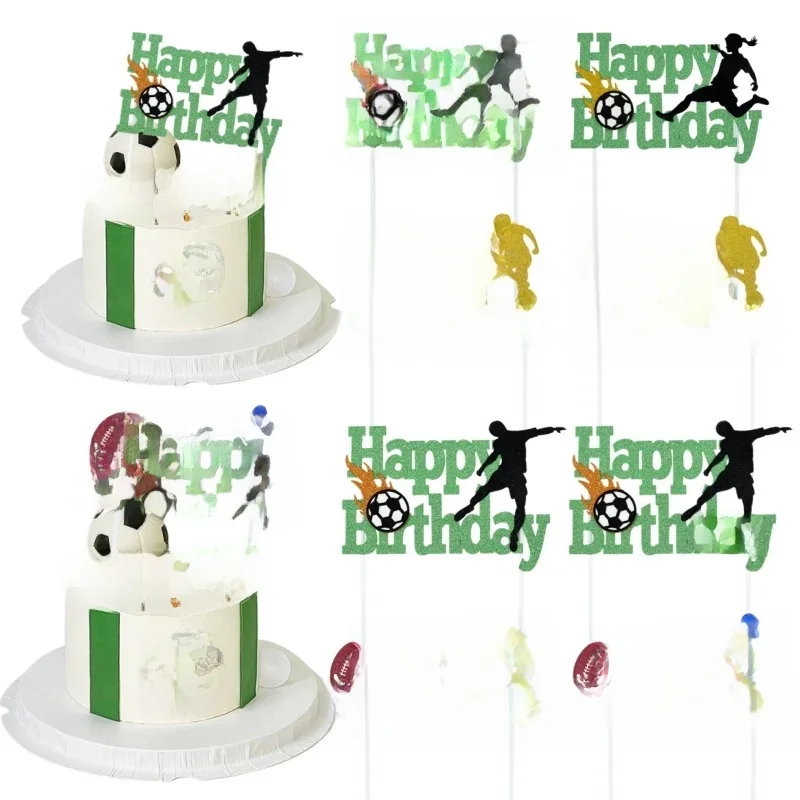 Décoration de gâteau joyeux anniversaire sur le thème du Football, décorations de gâteau à faire soi-même pour fête d'anniversaire pour enfant, fournitures de décoration pour desserts