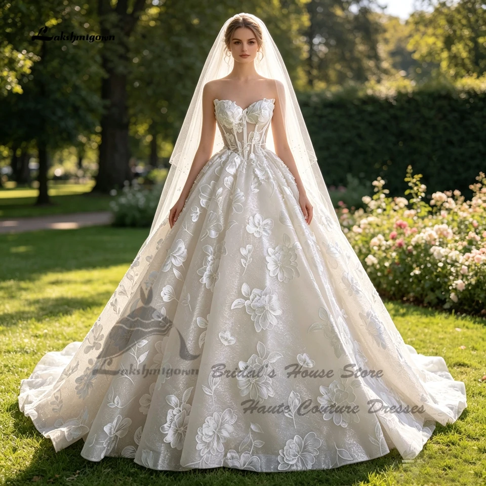 Lakshmigown Luxuriöse Spitzen-Hochzeitskleider für die Braut 2026 Maßgeschneiderte Korsett-Boho-Brautkleider mit Schnürung am Rücken – Detail 6