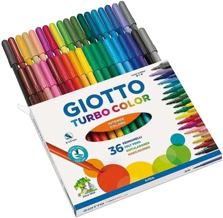 GIOTTO Turbo Color - Astuccio da 36-24 Pennarelli a Punta Fine, 2.8mm, Colori Intensi
