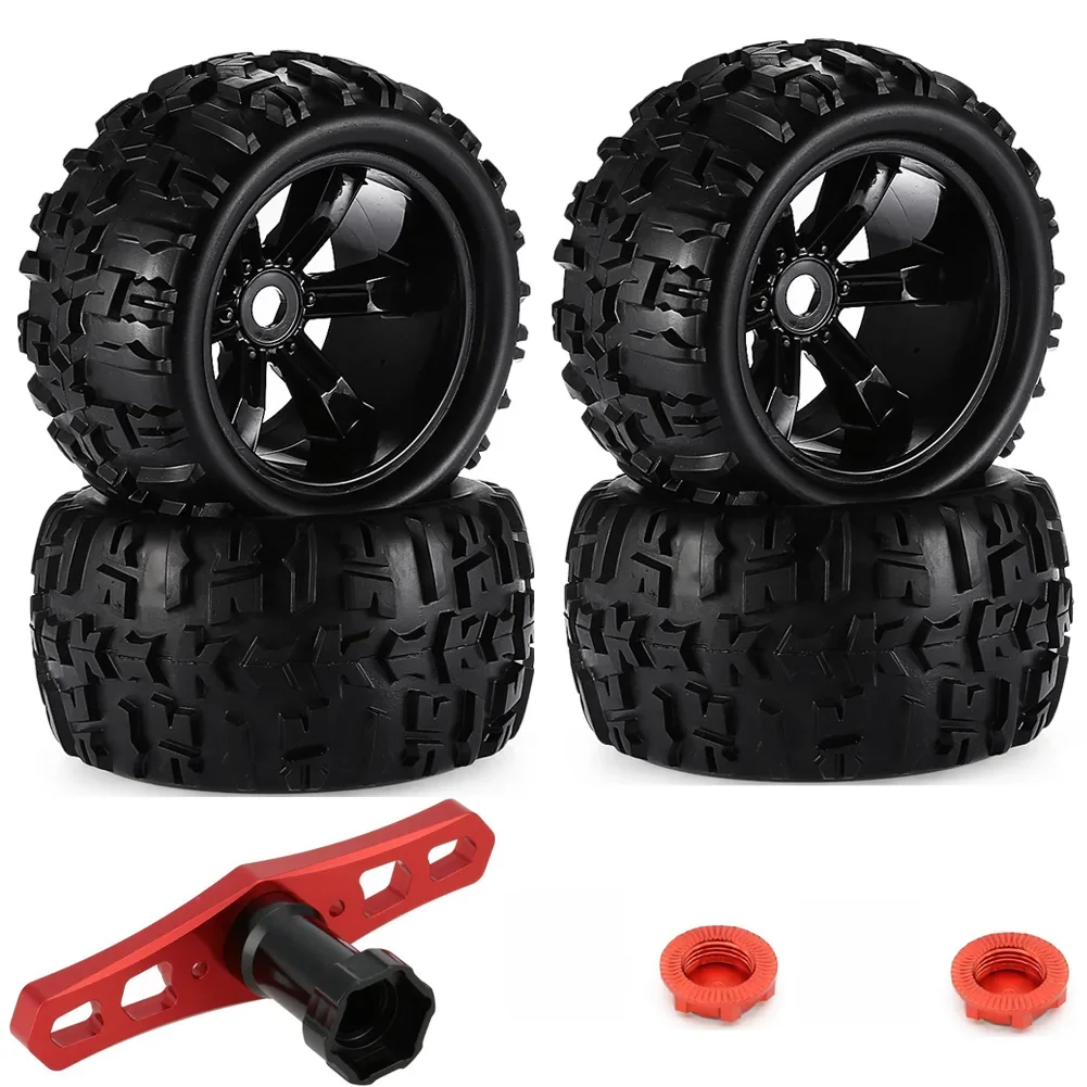 4 Stück/Packung 1/8 Scale 17mm Hex RC Truck Reifen und Räder Set geklebt für Traxxas Maxx Tmaxx E-Revo Revo 3.3, JLB Cheetah Monster