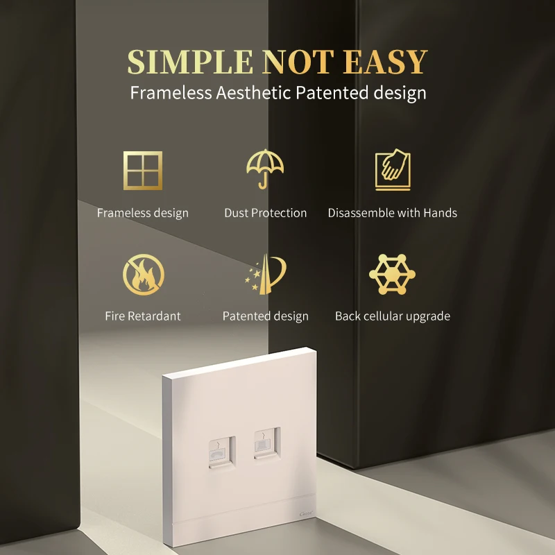 CNCOB Ethernet Faceplate Dual Port Telephone Network Panel 86 Type Wall Plate Socket Electrical Equipment 5pcs