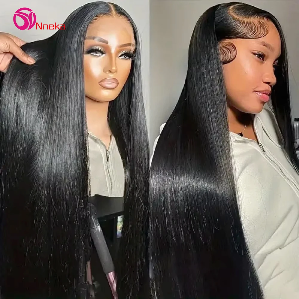 250 Density 30 40 Inch Bone Straight 13x6 Hd Lace Frontal Wigs Human Hair 100% Brazilian 13x4 Straight Lace Front Wig For Women