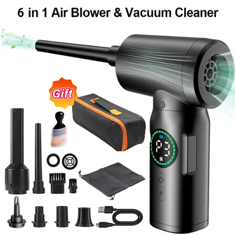 

6 in1 Wireless Vacuum Cleaner 500000rpm Duster Car Vacuum Cleaner Handheld Vacuum Pump For Home Portable Cordless Strong Suction