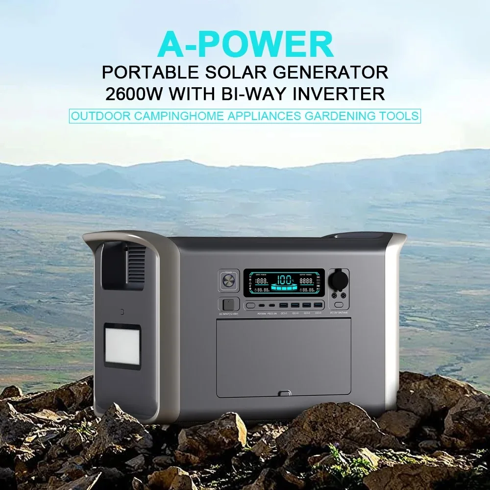 2600W Portable Power Station 2048Wh Lifepo4 Battery 640000mAh Solar Generator UPS Energy Storage Supply Camping Campervan RV