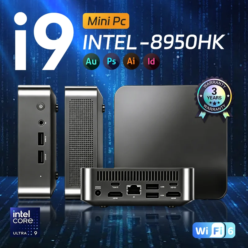Mini PC de Juegos 2026, Escritorio 4K HD, Intel Core i9 8950HK/Core i3 6100U, 16GB DDR4, 1/2TB SSD, Windows 11, Gráficos UHD, PC de Bolsillo 4K HD