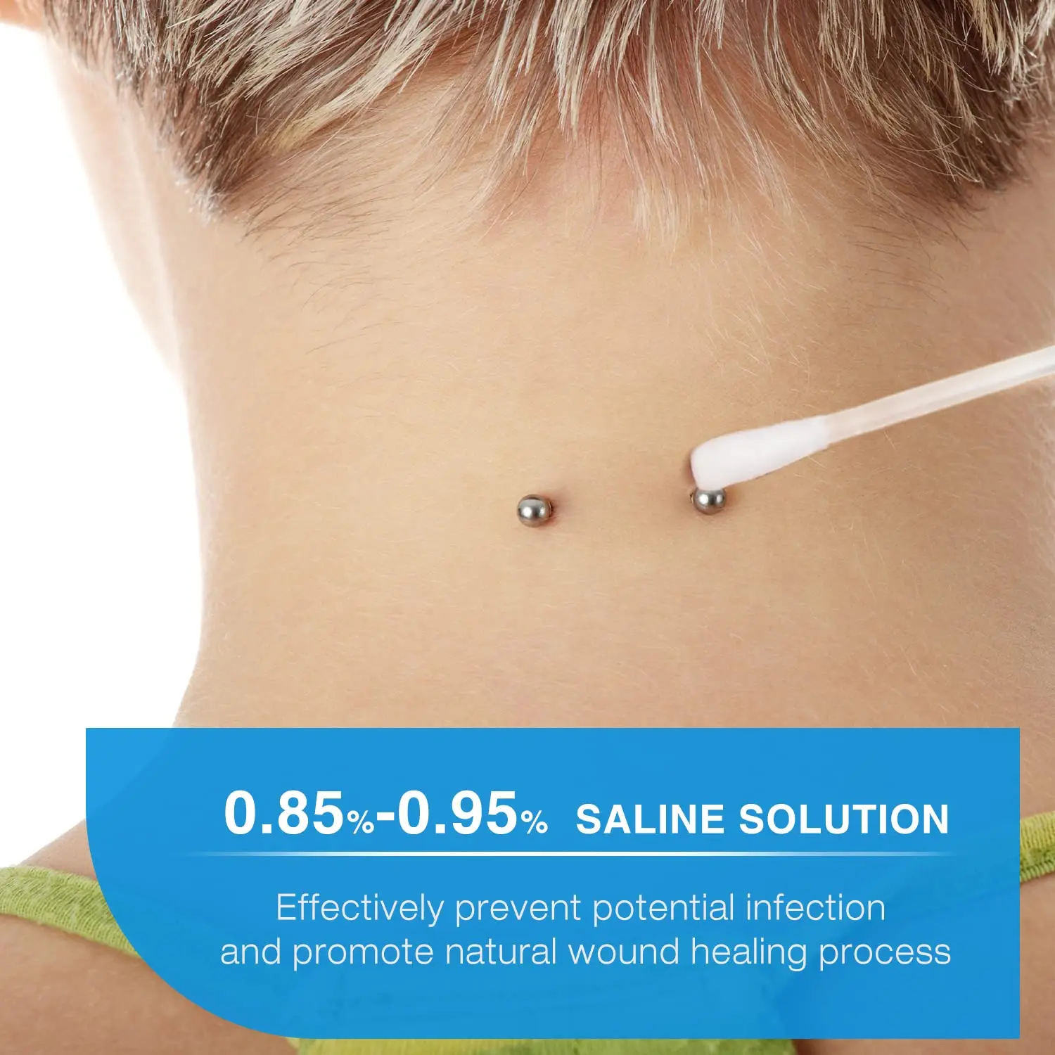 Mebak Sterile Saline Piercing Aftercare Swabs, Effective Piercing Cleaning Solution Swabs for Ear Nose Belly Body Piercings