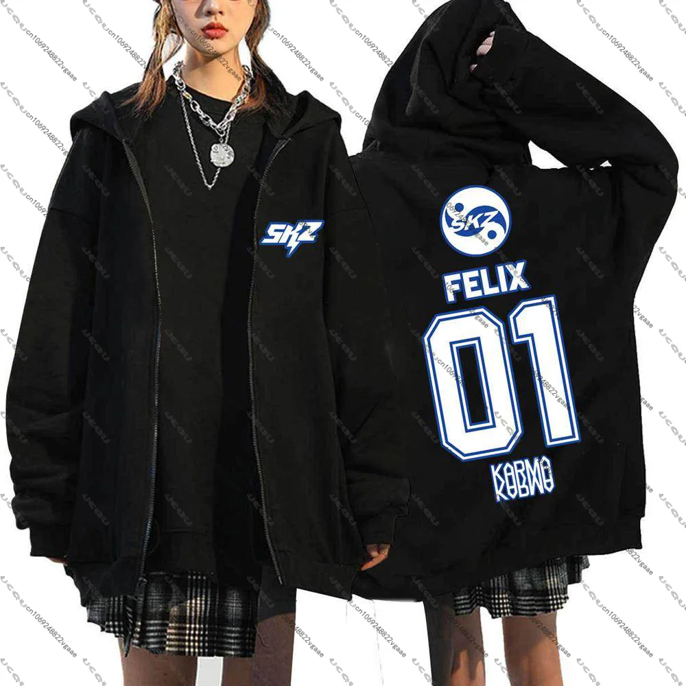 Camiseta de Kpop para Niñas, H-Hyunjin, S-Stray Kids, Camiseta Informal, S-SKZ Karma, Camiseta Coreana para Fans, Sudadera con Cremallera 01 Team 2026