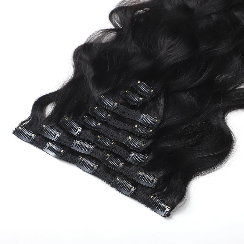 Natural Wave Clip In Human Hair Extensions Natural Color 100% Remy Human Hair Clip In 120G 8Pcs/Set Full Head For Women