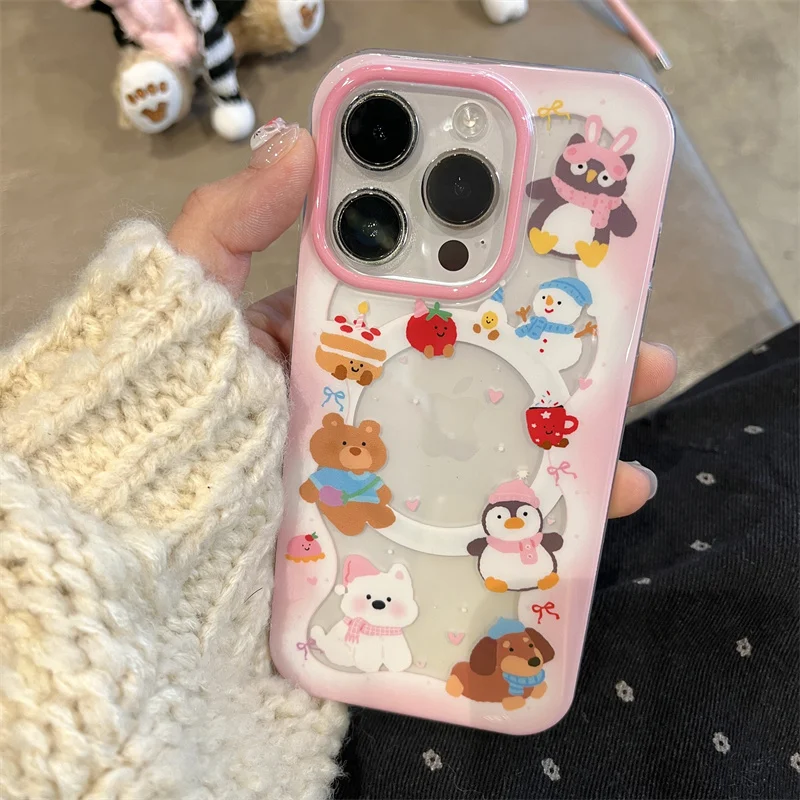 Koreański stojak na iPhone'a 16 15Pro 14 13 Pro Max z uchwytem na prezent dla dziewczynki Etui na telefon Kawaii