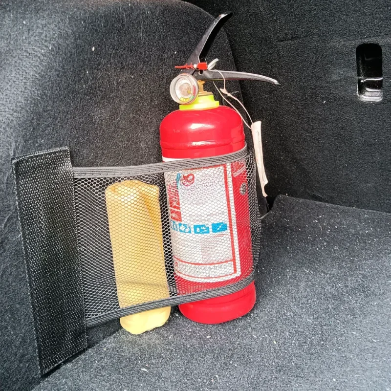 Auto-accessoires Auto-interieur Organizer Kofferbak Elastisch gaas Vaste riemen Brandblusser Opbergnet Tas Rugleuning Bevestigingstas - afbeelding 2