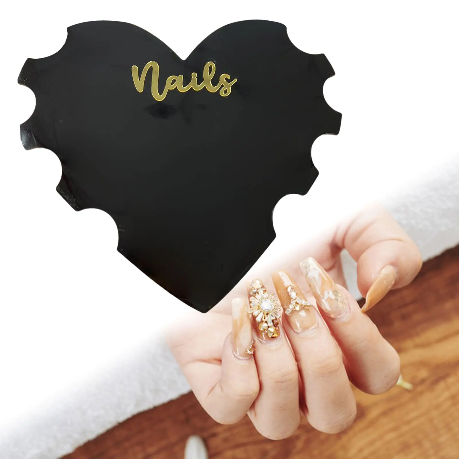 Nagelfoto Prop Multifunctionele Mode Draagbare Nail Art Display Board Nail Tech Props Hartvorm voor Studio Salon Manicure