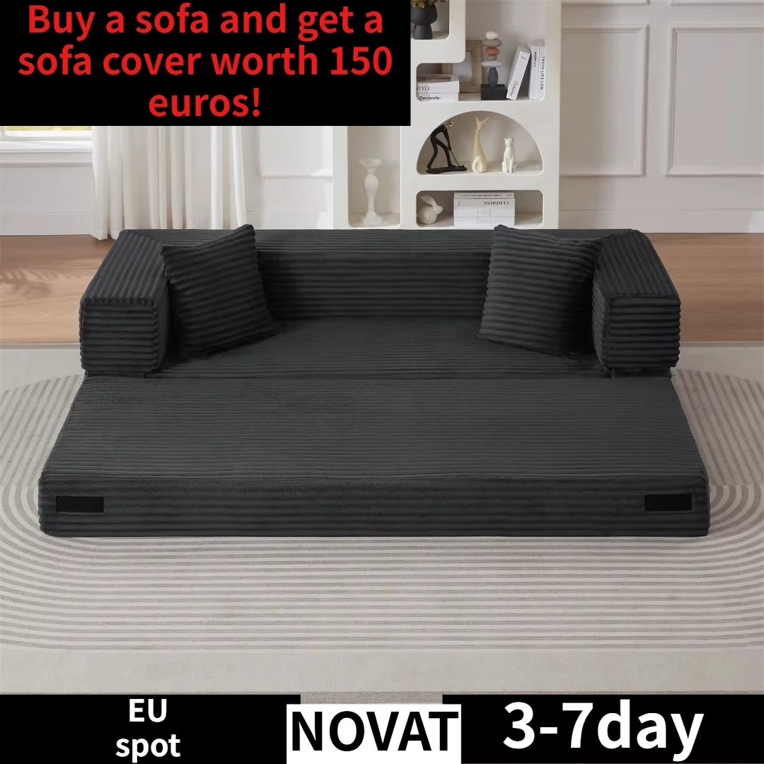 Sofá de espuma pura, sofá de ocio, sofá con cojines suaves, sofá moderno de cuerda, diseño único de doble capa, convertible en cama.