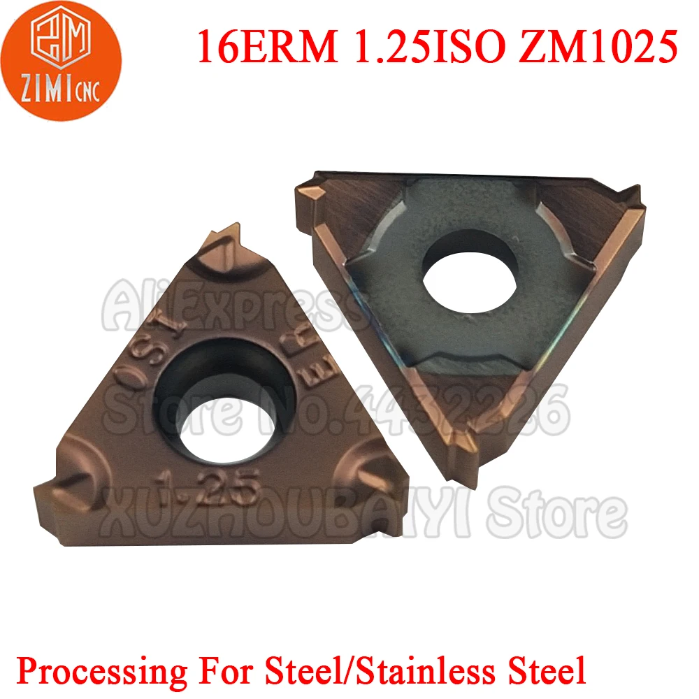 10p 16ERM 1,25 ISO ZM1025 16ERM 1,25 ISO 16ERM 1,25 ISO Hartmetall Gewinde Einsätze Drehen Werkzeuge Cutter Drehmaschine Klinge für edelstahl
