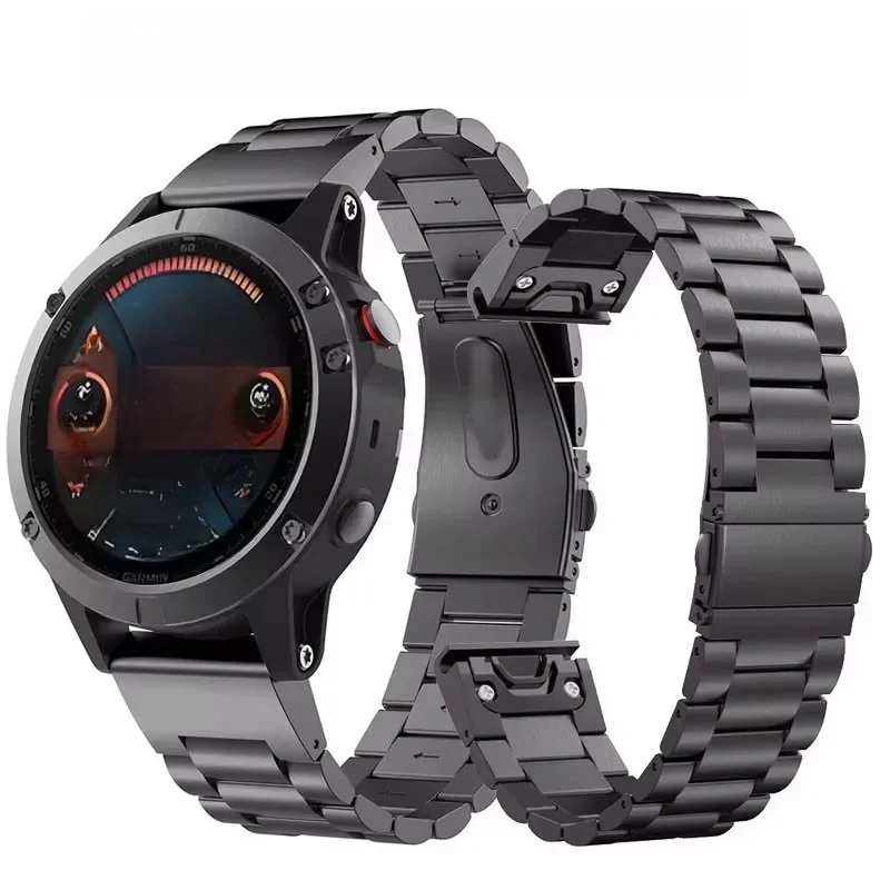 Pasek ze stali nierdzewnej do zegarków Garmin Fenix 8, 9, 6x, 7x Pro, 5, 5x Plus, 5s, 6s, 20/22/26 mm – metalowy pasek na nadgarstek, bransoleta, akcesoria. — 2