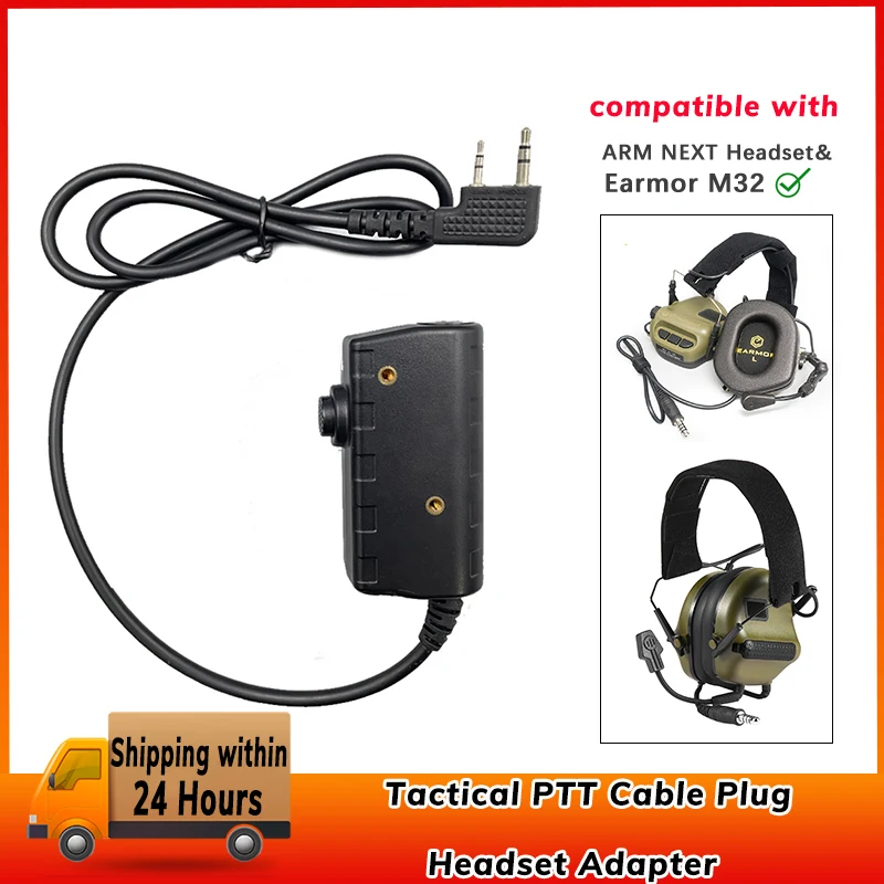 arm proximo tactical ptt cabo plug headconjunto adapter walkie talkie ham radio apto para kenwood baofeng uv5r uv 5re plus bf888s 01