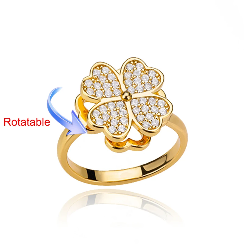 Women's Adjustable Stainless Steel Clover Wedding Ring
