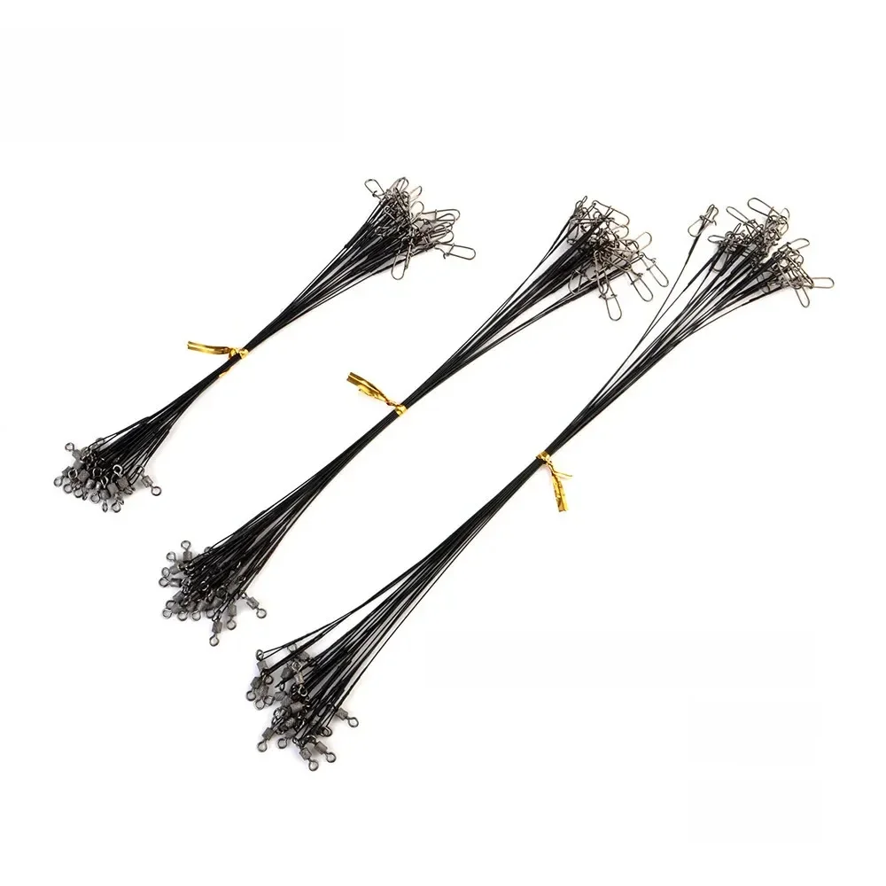 20 szt. Smycz ze stali nierdzewnej 16/20/25cm z obrotową smyczą Leadcore o długości 50lb do łowienia szczupaków — zdjęcie 2