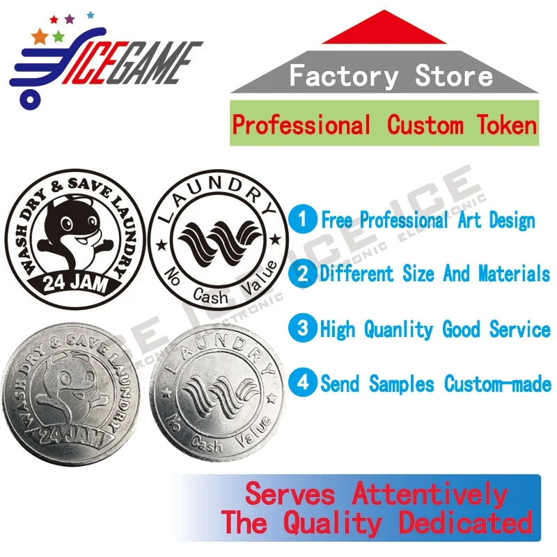 Custom  2 Sided Custom steel Token Arcade Tokens Coin  For  Vending Machine Coin