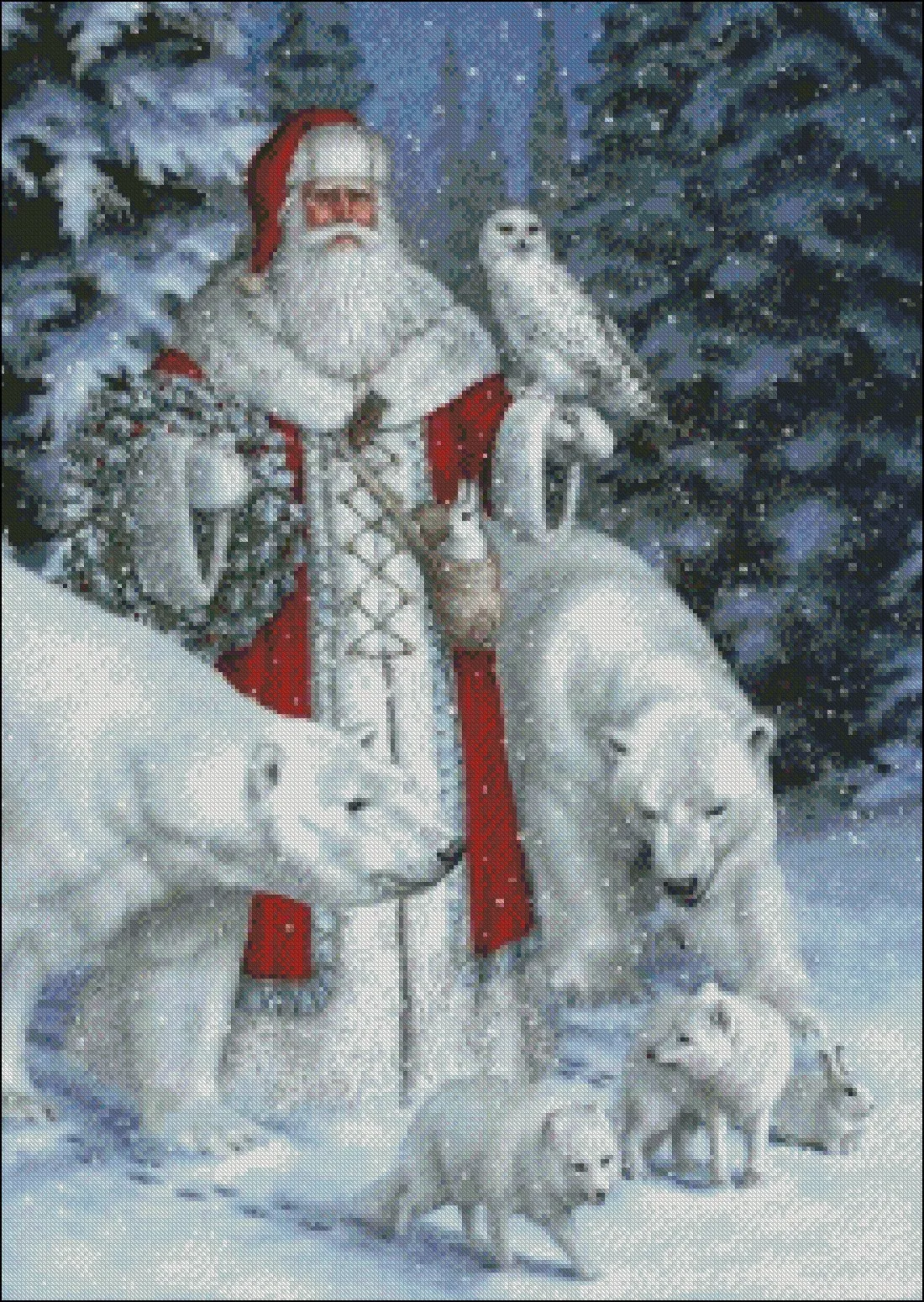 Arctic Santa Claus 4 - Counted Cross Stitch Kits - DIY Handmade Needlework Embroidery 14 CT Aida Sets DMC Color