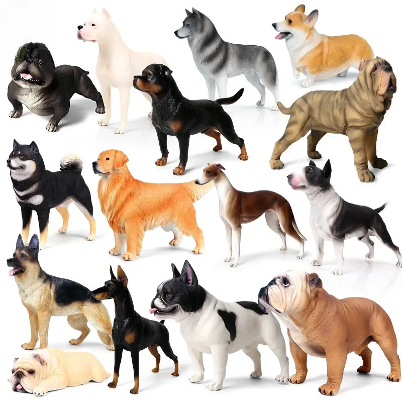 Symulowane zwierzę Model psa złotowłosego psa Teddy buldog Koki Collie Shiba Inu zwierzak ozdoba samochodu plastikowe zabawki zwierząt figurki — zdjęcie 2