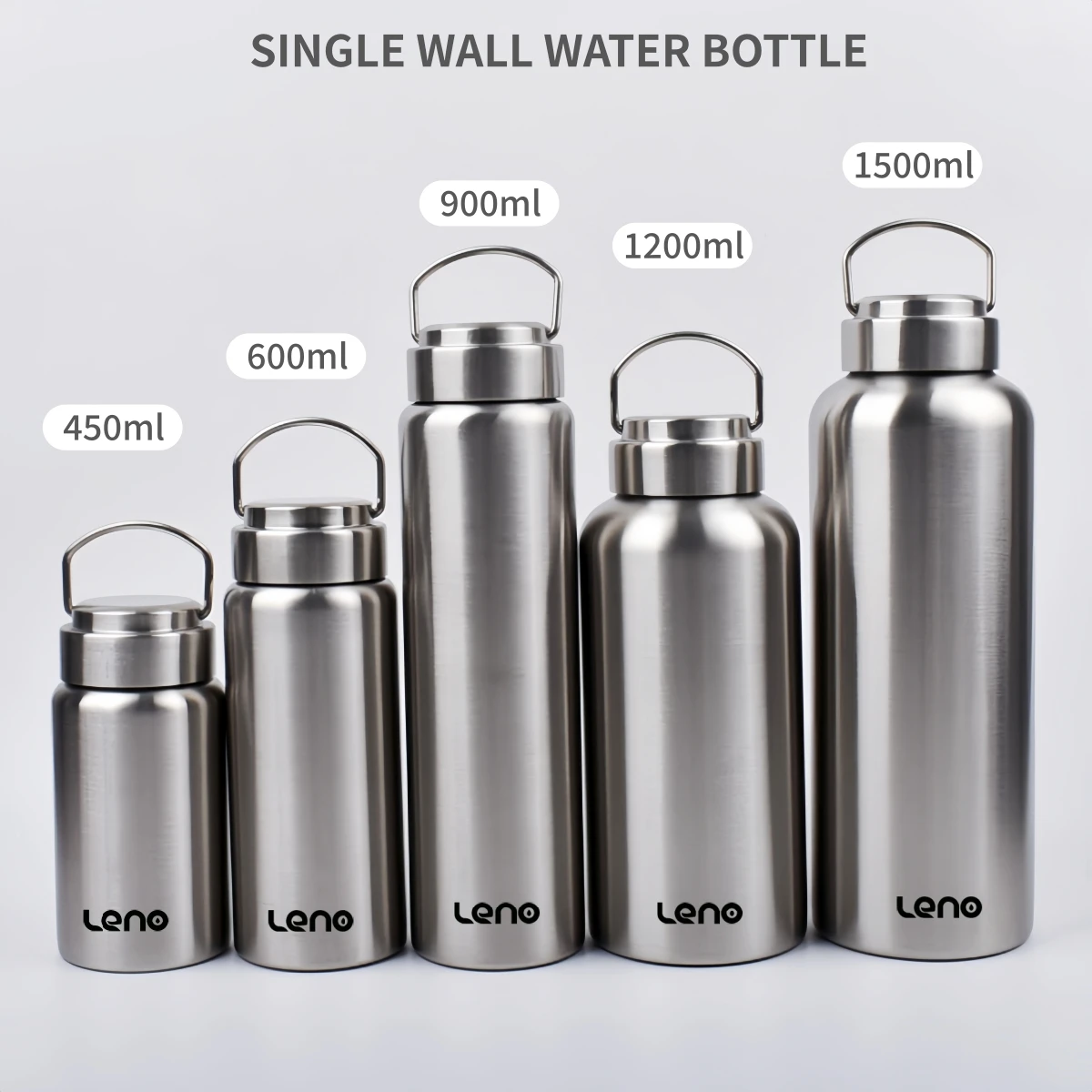 Bouteille d'eau de Sport en acier inoxydable, grande capacité, monocouche, robuste, tasse d'eau, flacon en métal, verres, Camping, Sport, salle de sport, 1 pièce