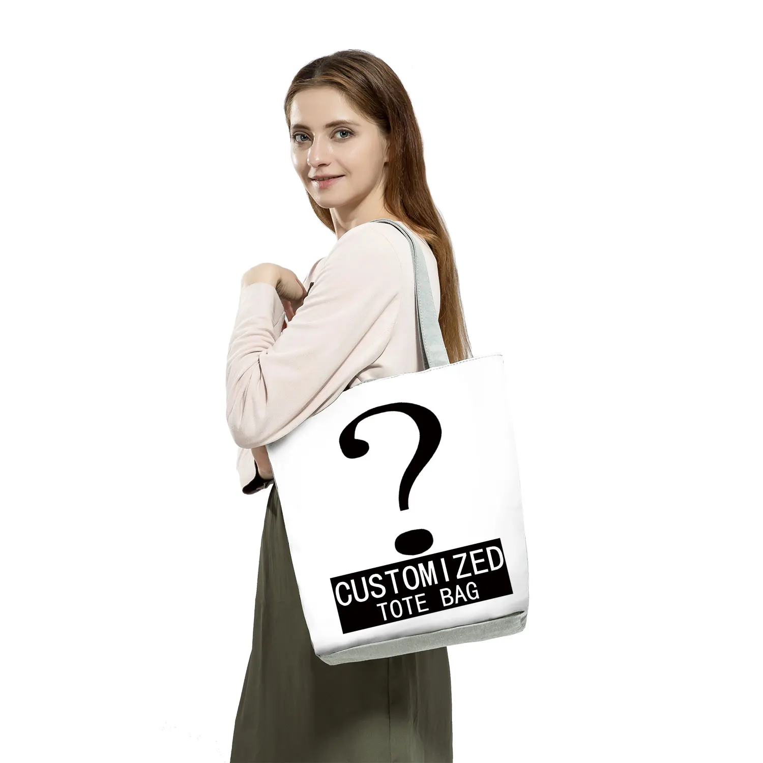 Personalizza le borse da donna con corona di lettere Queen King Print Tote bianco nero semplice moda bella borsa da spiaggia da viaggio pratica