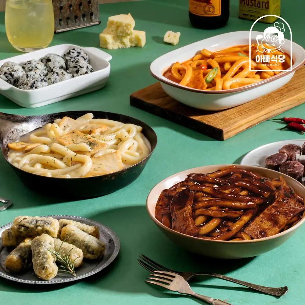 Dad's restaurant Tteokbokki de corte en 5 minutos, fácil de hacer (broth/cream/squeeze) * COMPOSICIÓN DE 3 paquetes