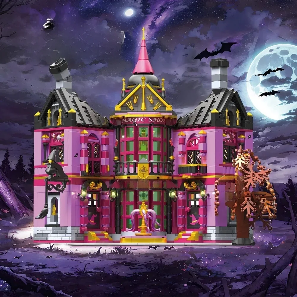 Creatieve Magische Laboratorium Kasteel Winkel Bouwstenen Architectuur Spookhuis Model Monteer Baksteen Speelgoed Halloween Cadeau - afbeelding 2