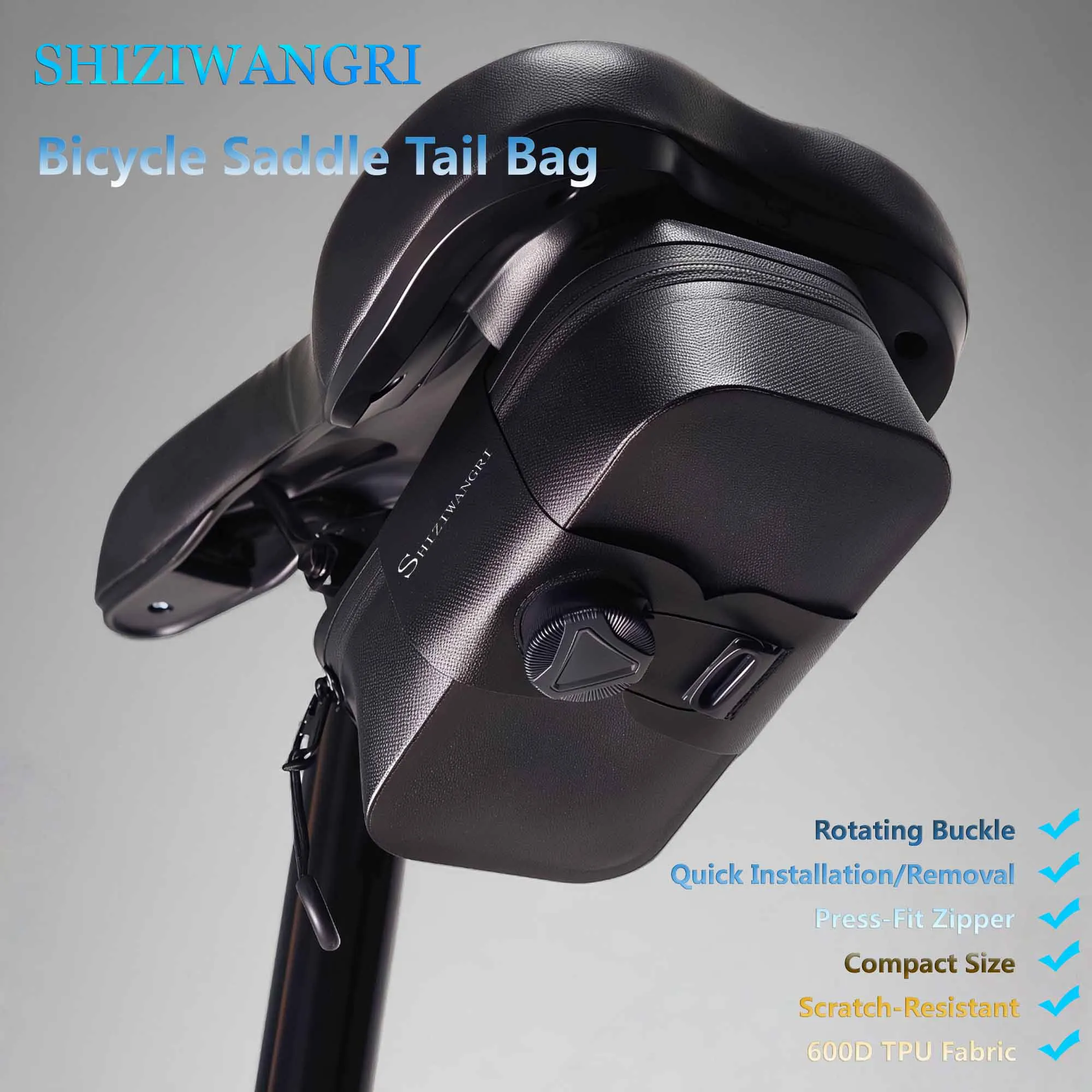 SHIZIWANGRI Bicycle Seat Bag 0.6L 600D TPU Material Pressed Zipper Compact And Scratch-Resistant