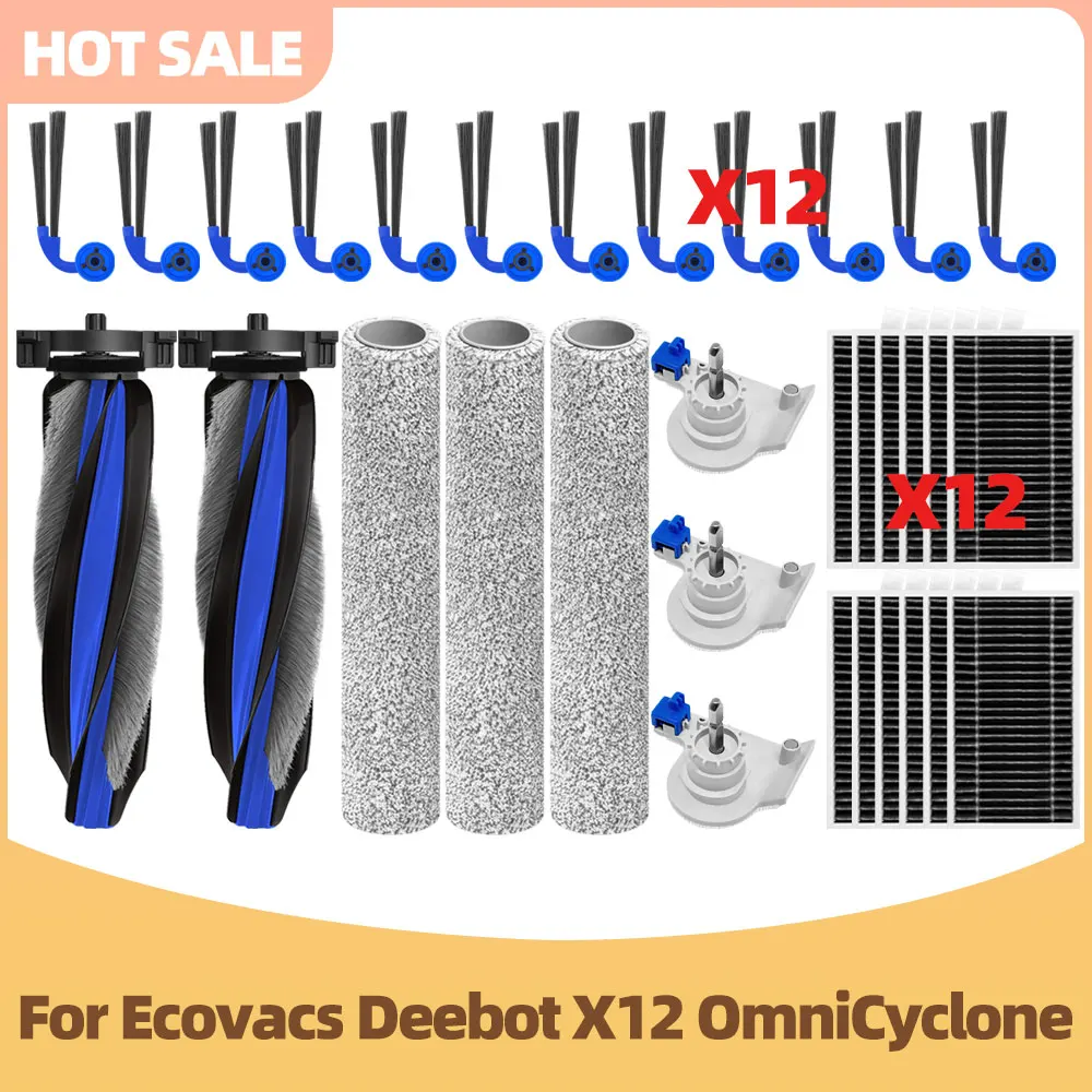 Image of Kompatibel für Ecovacs Deebot X12 OmniCyclone Zubehör Hauptbürste Seitenbürste Filter Rollenmop Griff Ersatzteile