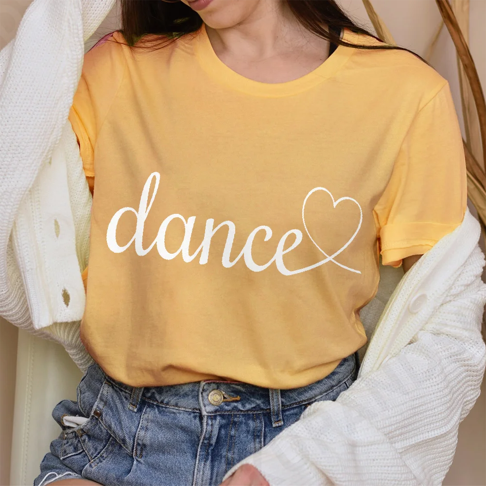 

100% Cotton Loose Oversized Dancing Funny Love Dance Cute Women's Fashion Casual Tshirt T Shirt Graphic T-shirts Women
