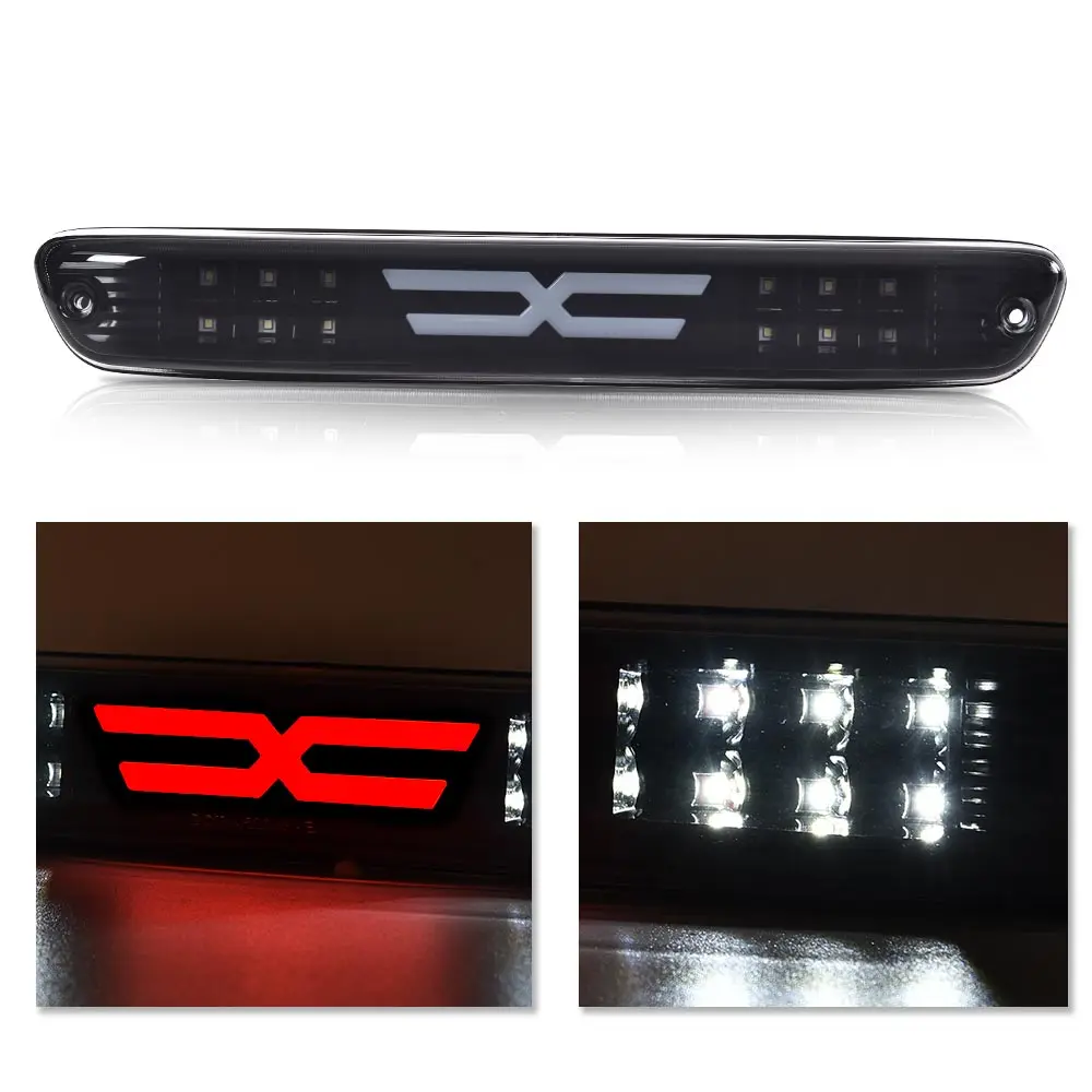 الثالث 3Rd الذيل ضوء الفرامل مصباح البضائع 12 فولت عمود إضاءة Led X نمط صالح ل كولورادو كانيون 2004-2012 عالية جبل وقف ضوء عدسة مدخنة #4