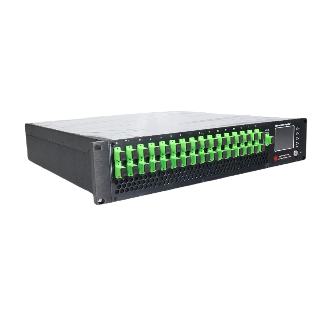 CATV 1550nm Optical Amplifier, 16 Way, 23dBm, EDFA with WDM SC/APC Fiber Port, Dual Power Supply, 220V or 48V