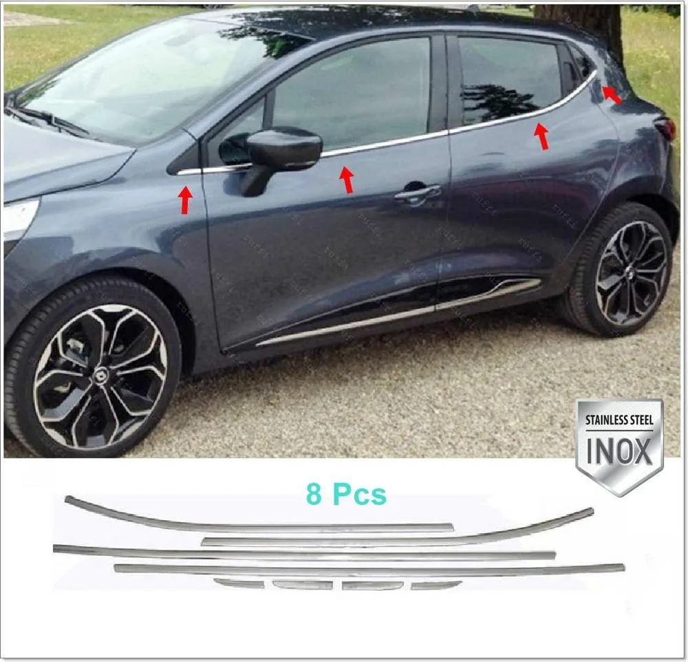 For Renault Clio 4 Chrome Window Framework 2012 2013 2014 2015 2016 2017 2018 2019 2020 Sport Accessory Frame Body kit Sticker