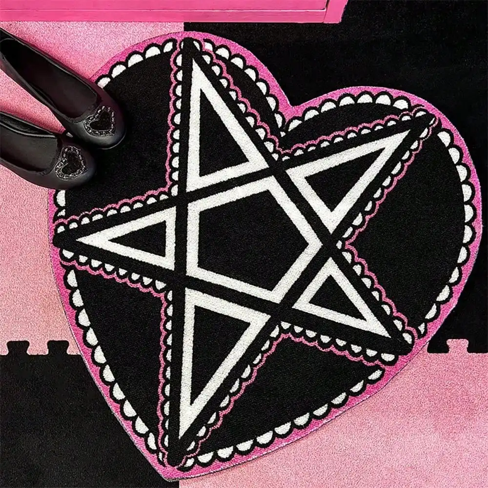 

Gothic Lolita Heart Shaped Area Rug Pink Floor Mat For Home Decor And Living Room Carpet Hiphop Style Niche Decoration