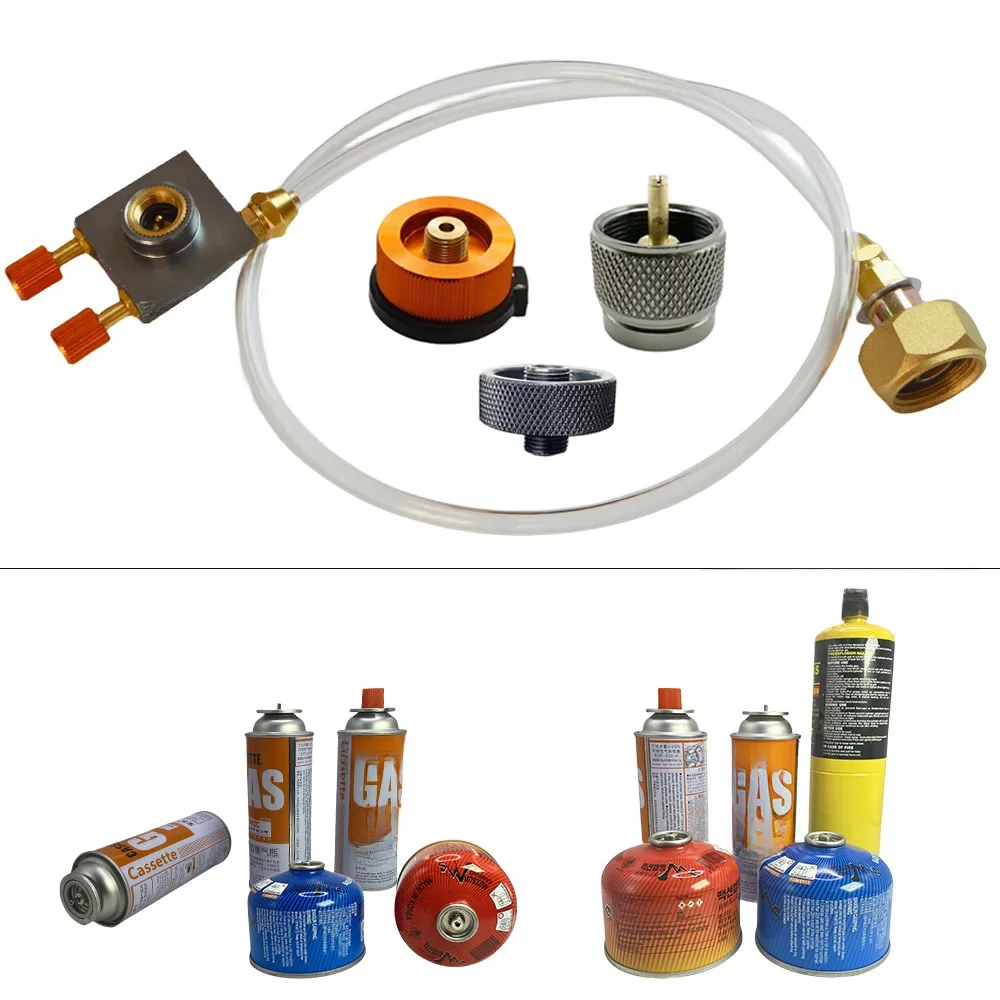 Outdoor Camping kuchenka gazowa propan Adapter do napełniania gaz płaski cylinder łącznik zbiornika Adapter ładowanie gazu z zaworem nadciśnieniowym — 2