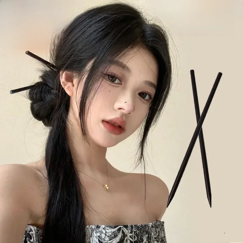 Vintage nouveau disque chinois cheveux creux en bois bâton de cheveux arrière tête plaque cheveux noir femmes boule tête bâton de cheveux peut DTY
