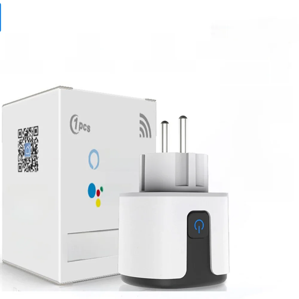 Tuya-Prise intelligente WiFi EU avec surveillance de l'alimentation, fonction de synchronisation, commande vocale via Alexa et Google, 16A, 20A